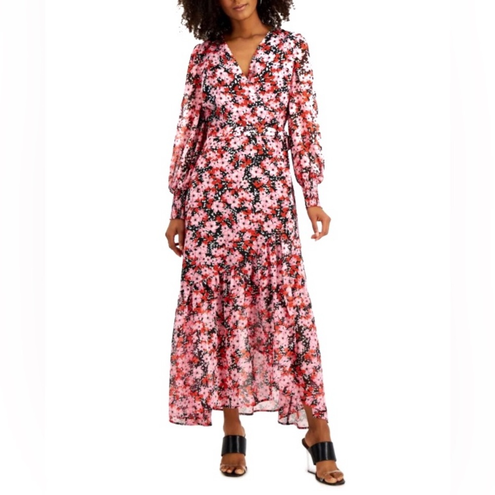 Bar III Wild Floral-Print Wrap Dress Size M - NWOT